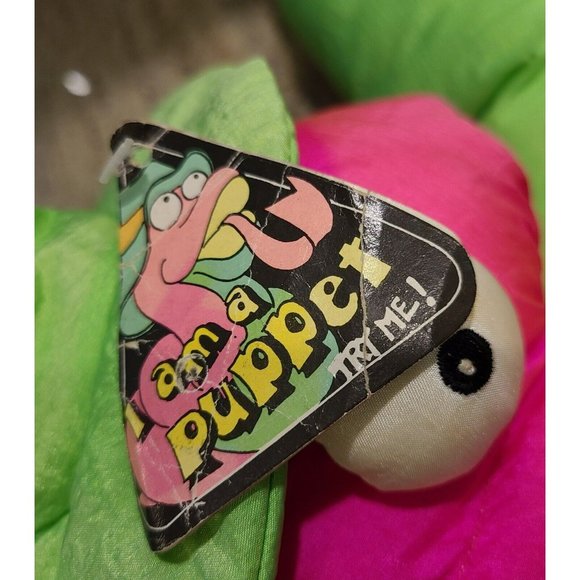 Vintage 1991 Platinum Embrace Parachute Puffy Pink Green Snake Plush Puppet 63" - Picture 2 of 12